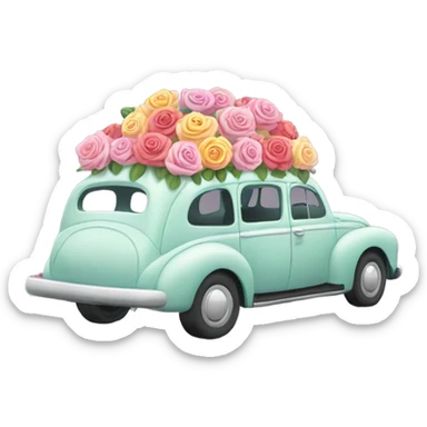 biegie pastel car in the trunk many roses sticker