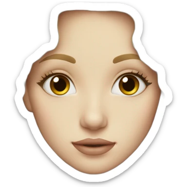 full lips pale skin long curly dark blonde hair brown small eyes sticker