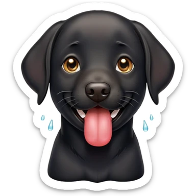 black labrador smiling with tongue out sticker