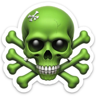 a poisonous cloud of gas, dark swamp color, with an image of a skull and two crossed bones behind the skull sticker