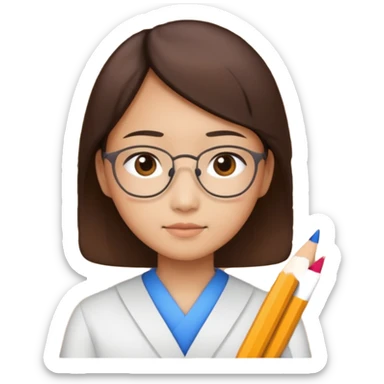 Asian doing math sticker