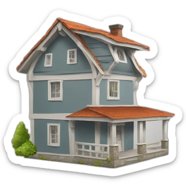 Haus mit Bau Gerüst sticker