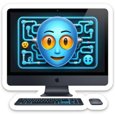AI webflow on a computer - really complicated, no faces sticker