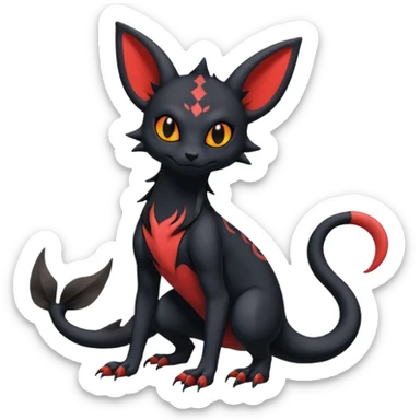  Spooky Gothic Salandit-Umbreon-Litten-Noibat-Fakémon-hybrid-creature (full body)  sticker