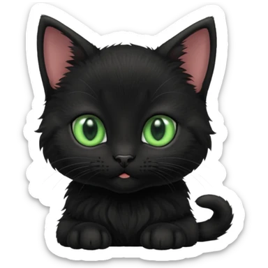 A one month old black kitten with green eyes. sticker