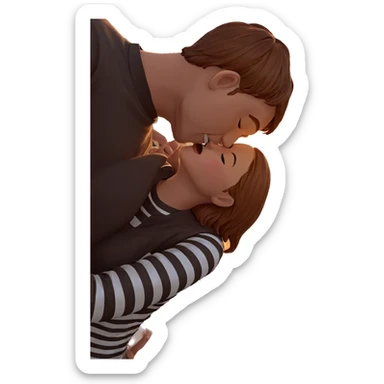 couple kissing at sunset sticker