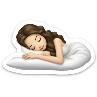 sleeping beauty brunette white girl with a silk pillow sticker