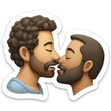 Middle age Man kissing different race bearded  man sticker