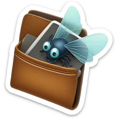 wallet with fly buzzing out of it sticker