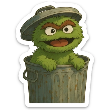 ghibli style Oscar the Grouch sticker