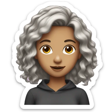 a teenager girl with dark brown wavy hair sticker