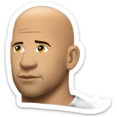 Vin Diesel in profile driving a car sticker