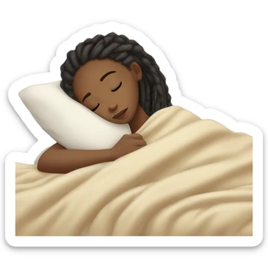 black girl with dread loc hair and light skin sleeping with blanket on sticker