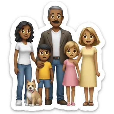 Buenas noches familia de padre madre una hija un perro y un gato sticker