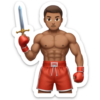 a man holding sword only boxer sticker