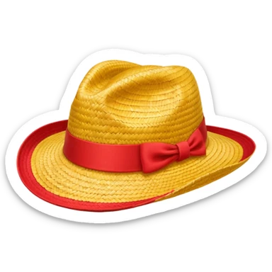 Straw hat  yellow and red sticker