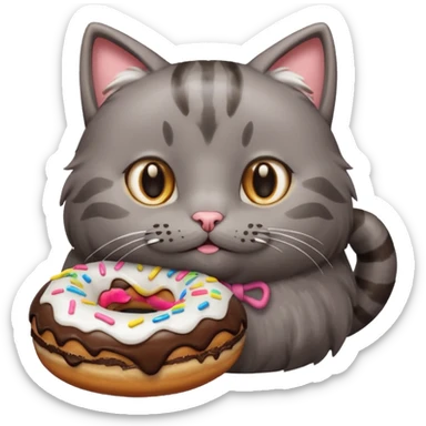 cat grey donut sticker