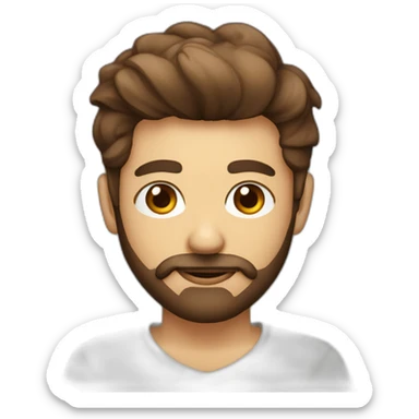 Homme avec un peux de barbe yeux marron cheuveux avec coupe au bol sticker