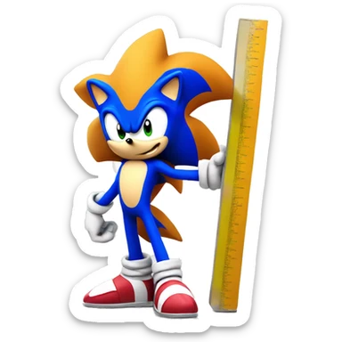 Sonic the hedgehog holding a large ruler in the air  sticker