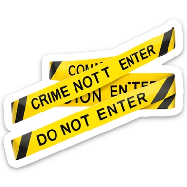 yellow and black tape saying "crime scene do not enter" sticker