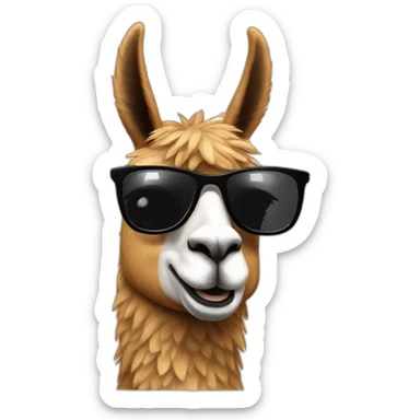llama in a spy suit with sunglasses sticker