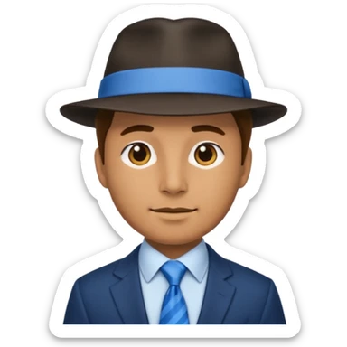 man with hat and blue ties sticker