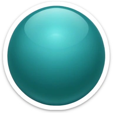 glossy teal sphere, blue-green balance sticker
