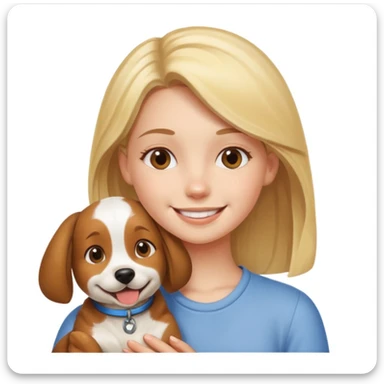 girl and her pet dog sticker