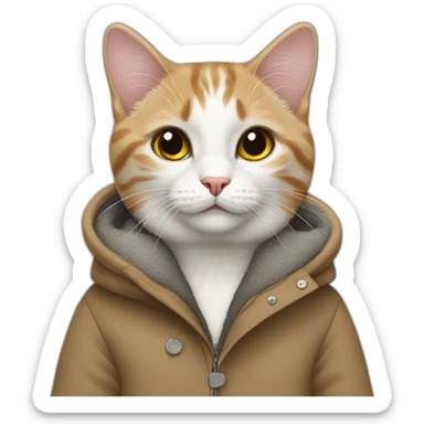 Mix breed cat in a Zara winter coat sticker