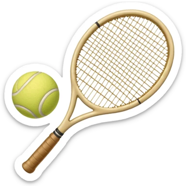 Beige Tennis racket with tennis ball aesthetic  sticker