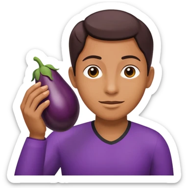 holding brinjal sticker