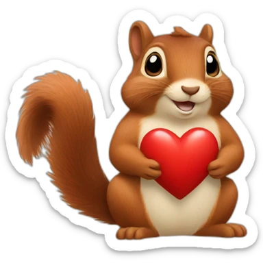 A squirrel makes a heart sticker