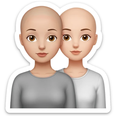One bald girl best friend and one girl best friend with brown hair sticker