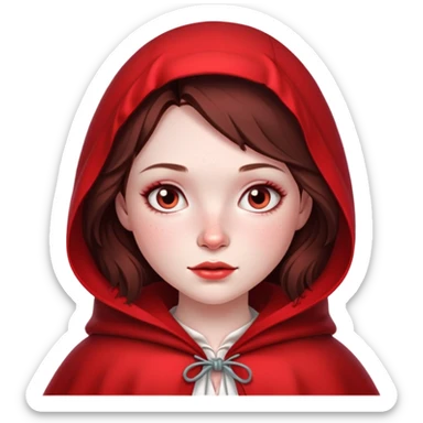 Little red riding hood, pale skin with freckles dark brown hair sticker