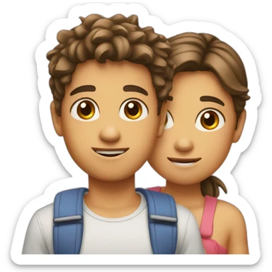 Two boys and one girl friendship emoji  sticker