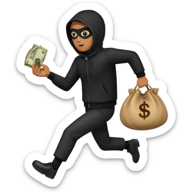 Robber running with Money bag robbery dress  sticker