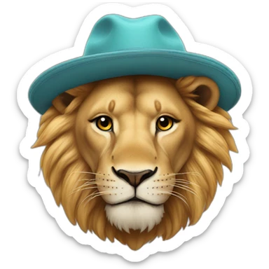 A lion wears a hat with a Tik Tok logo on it  sticker