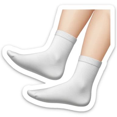 woman's feet wearing white crew socks viewed from directly underneath showing soles sticker