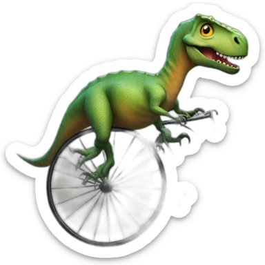 dinosaur on a penny-farthing sticker