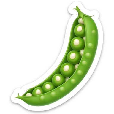 A green pea pod with several round peas visible inside, slightly open to reveal the peas sticker