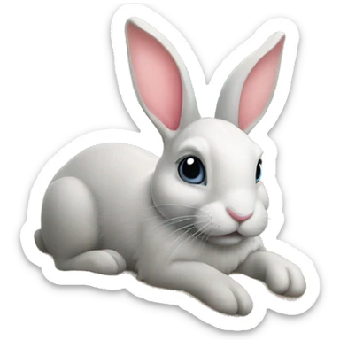 rabbit lays on beach sticker