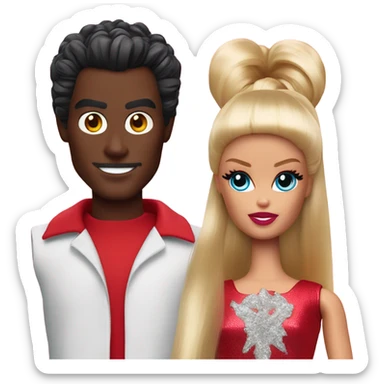 Red horned Satan Ken and Barbie dolls sticker