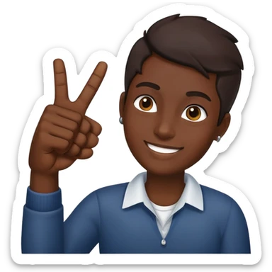 Dark skin tone with index middle and thumb fingers up sticker