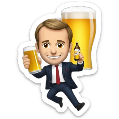 Emmanuel Macron qui boit une bière sticker