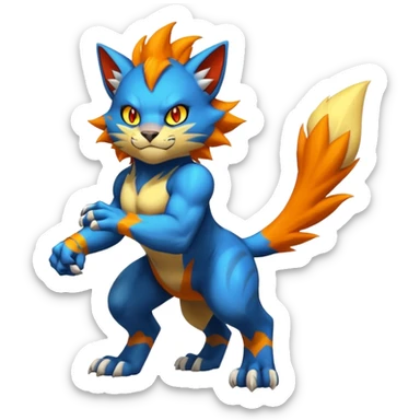 Luxray-Torracat-Pyroar-Fakémon-hybrid-creature (full body)  sticker