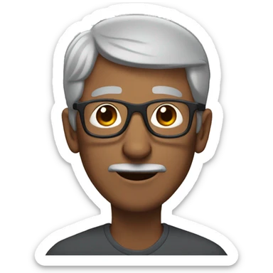 60 year old man with gray hair and bear and thin dark glasses sticker