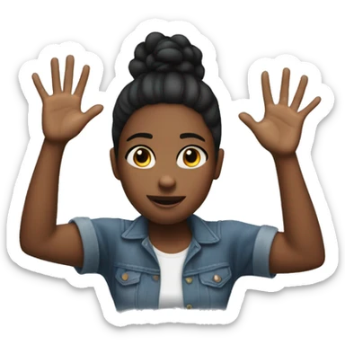 Getting caught emoji arms up black girl sticker