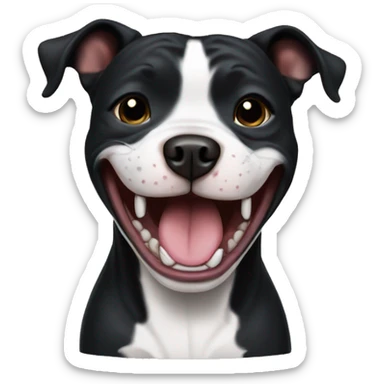 black staffordshire terrier laughing sticker