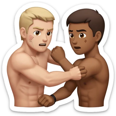 man beating up another man sticker