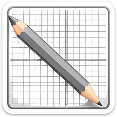 A pencil placed over a square grid, representing the sketching phase of a logo sticker